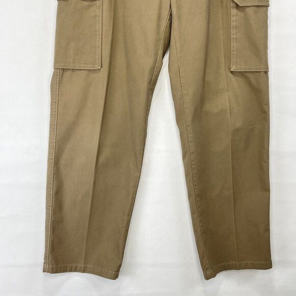 Tasso Elba Mens Pants Cargo 34x30 Cotton Flat Front Tan color - Picture 8 of 16